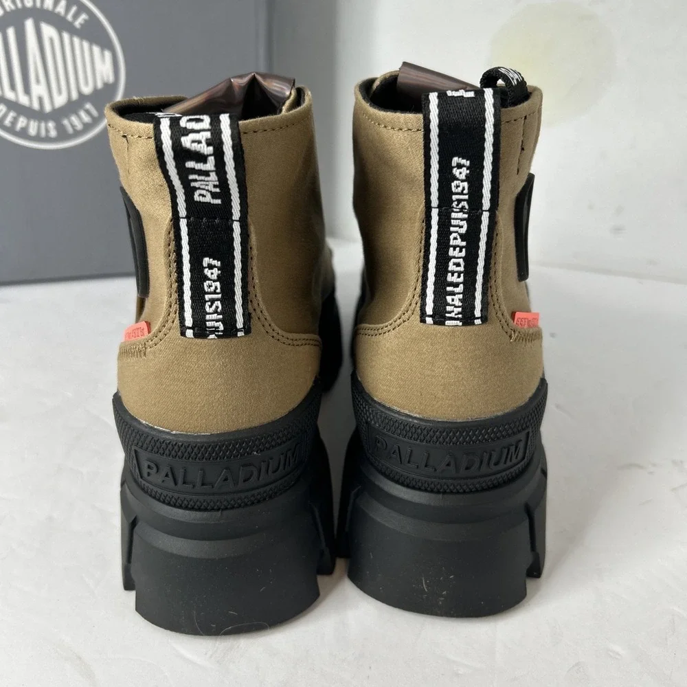 NEW~Palladium ~Women's Revolt Hi TX Platform Boot Size 8 Olive/Tan NEW IN BOX - Picture 3 of 7